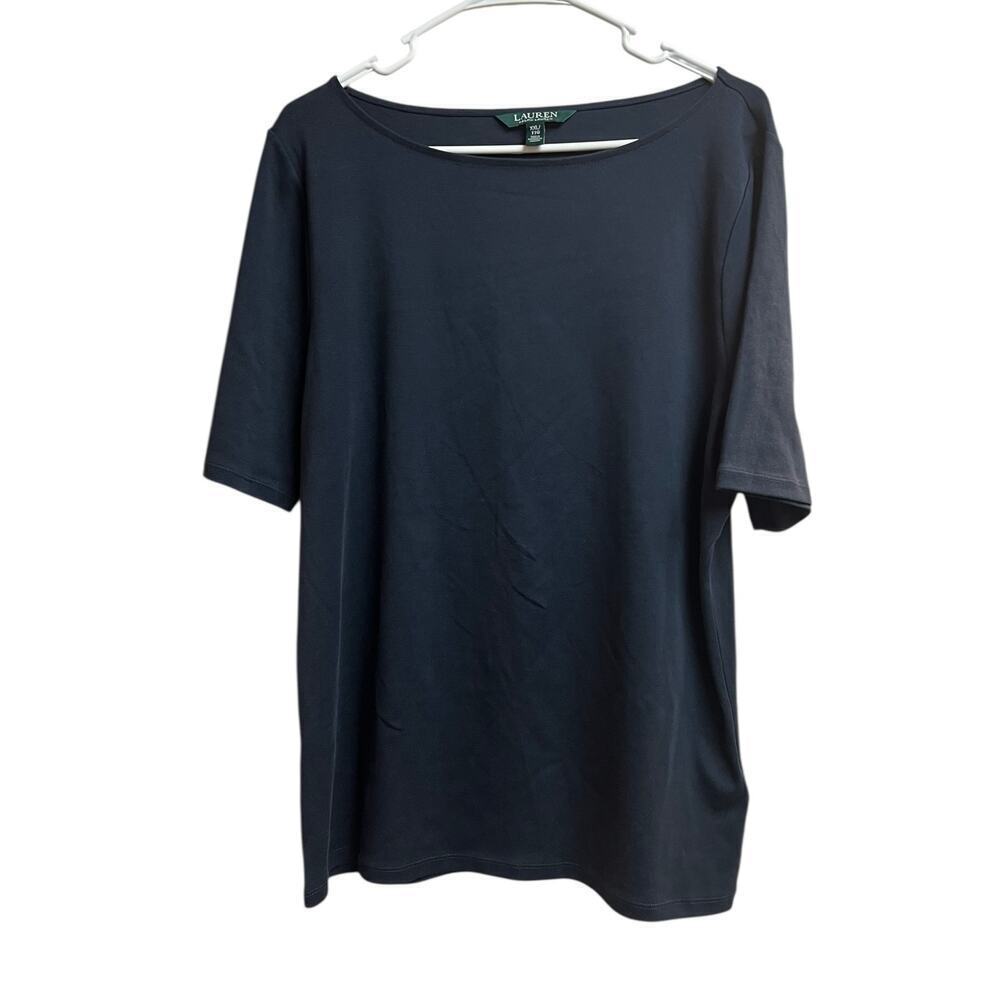 Lauren Ralph Lauren Navy Blue Boat Neck Women's Shirt XXL
